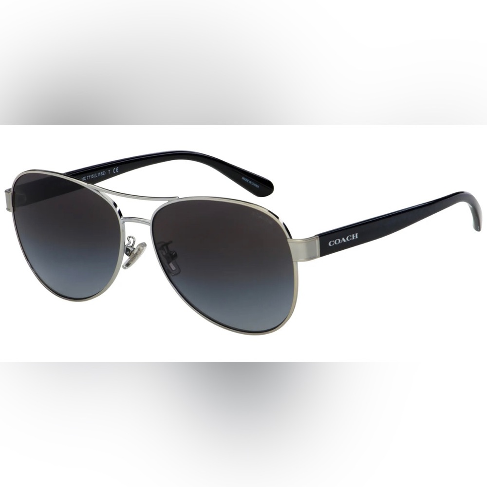 Coach Silver-Tone Aviator Sunglasses w/ Ombre Temples Women's - HC7115 90018G 59